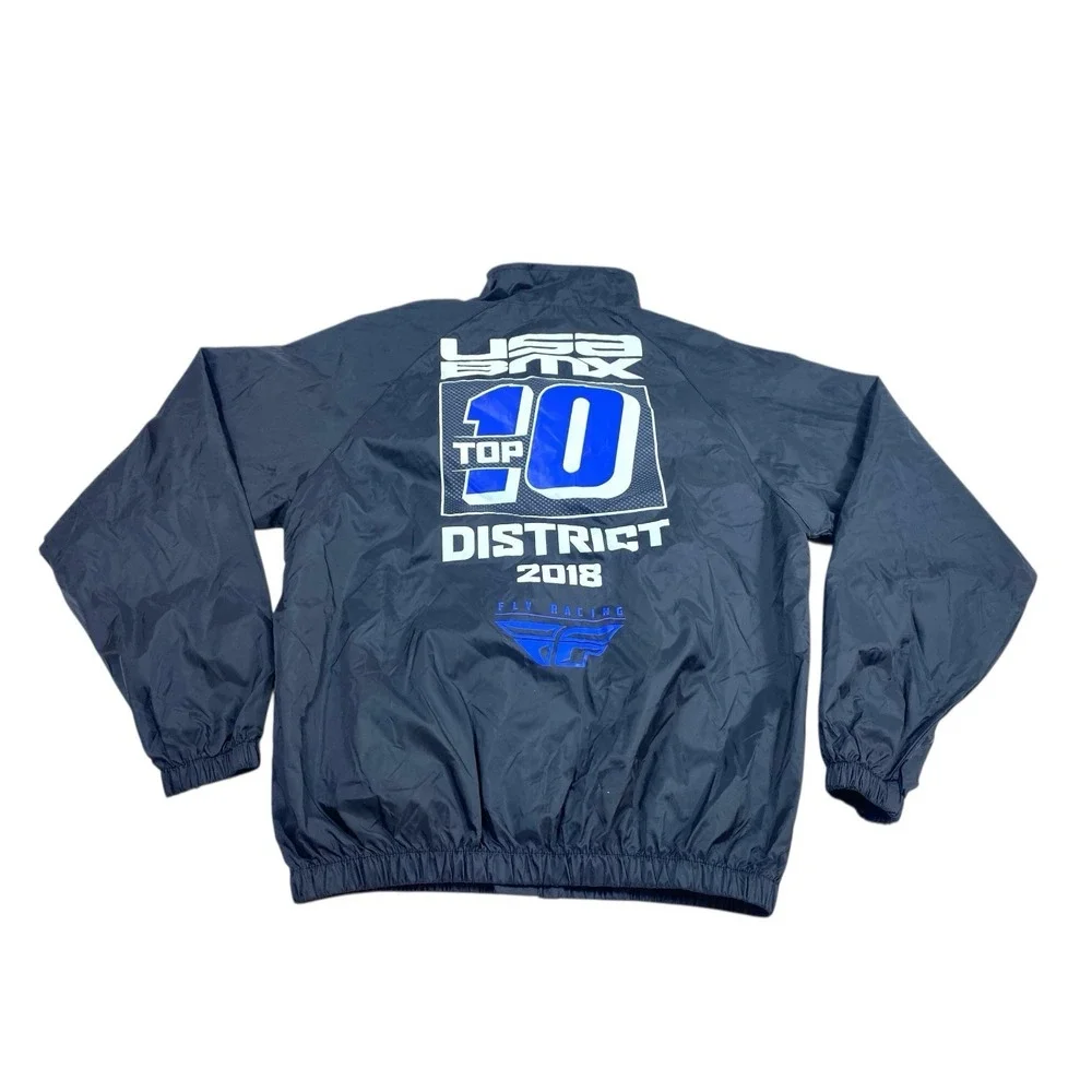 Fly Racing Jacket Size SMALL Black‎ Windbreaker Full Zip USA MBX Top 10 District